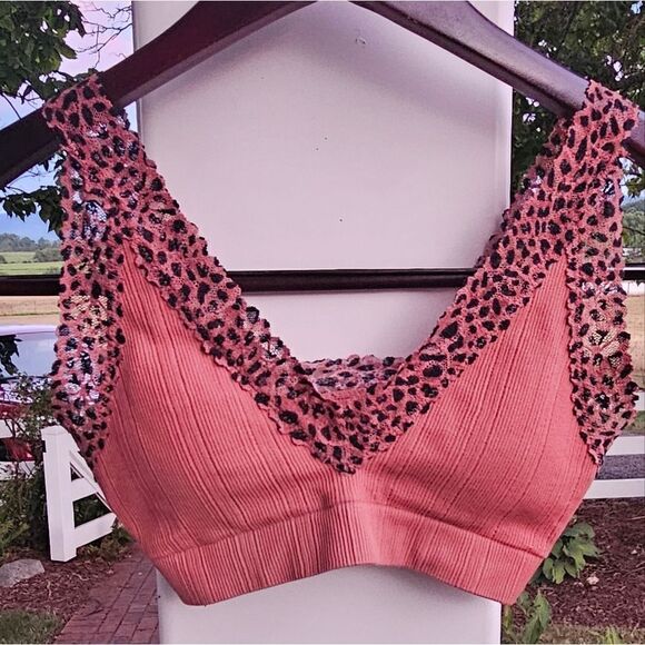 Victoria's Secret PINK padded brown leapord lace bralette bra small 32B - Picture 10 of 11